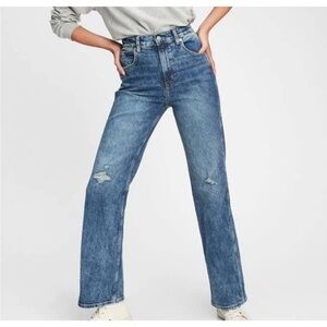 GAP Vintage Flare High Rise Distressed Denim Jeans Plus Size 18R‎ NWT